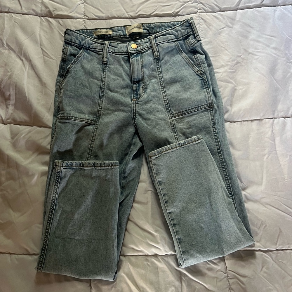 High rise slim straight leg pants